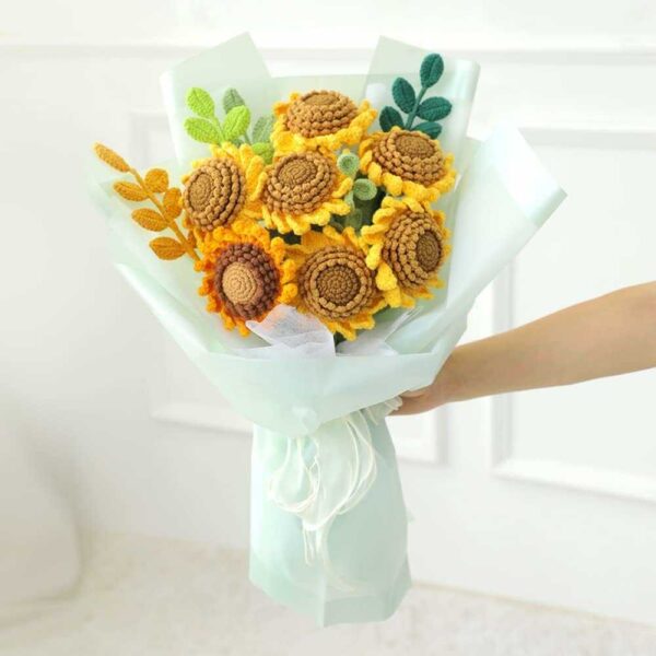 bó hoa hướng dương bằng len (2)