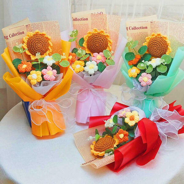 bó hoa hướng dương len