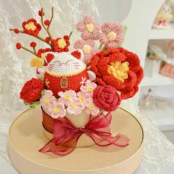 giỏ hoa len thần tài