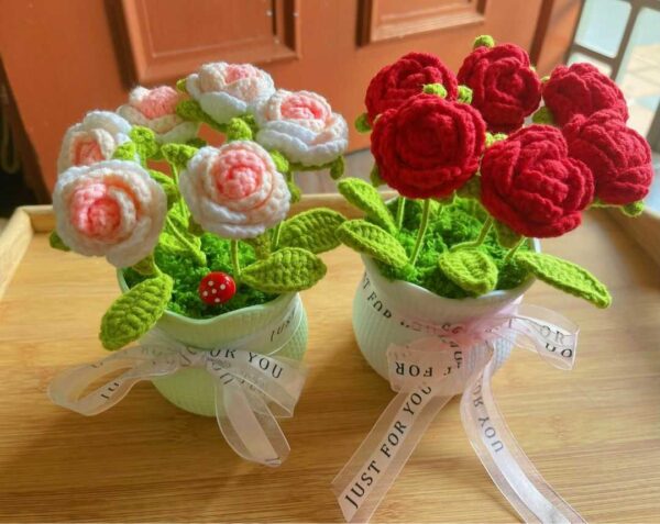 hoa hồng bằng len