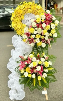 hoa chia buồn tone vàng