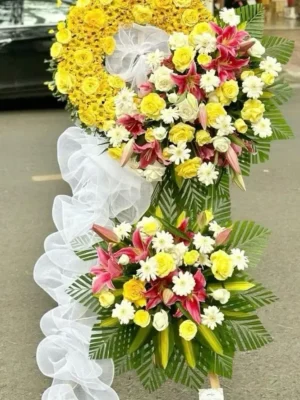 hoa chia buồn tone vàng