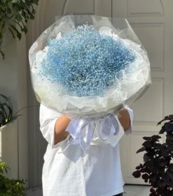 bó hoa baby màu xanh dương