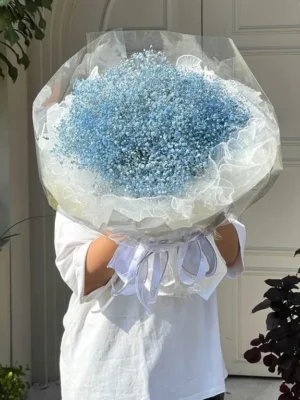 bó hoa baby màu xanh dương