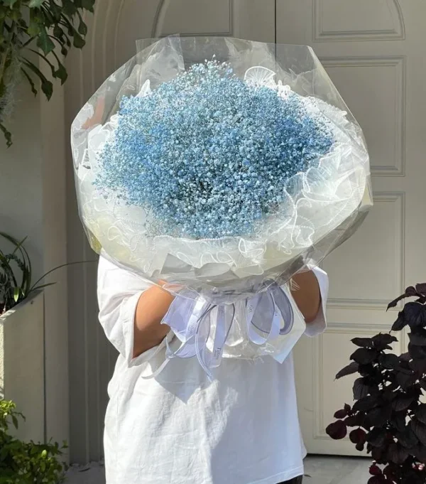 bó hoa baby màu xanh dương