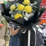bó hoa cúc mẫu đơn vàng mix hoa baby | 7f garden