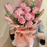 Bó hoa hồng tỷ muội hồng pastel