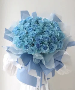 bó hoa hồng tốt nghiệp màu xanh