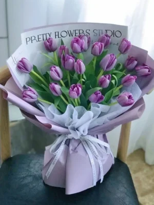 bó hoa tulip 20 bông màu tím