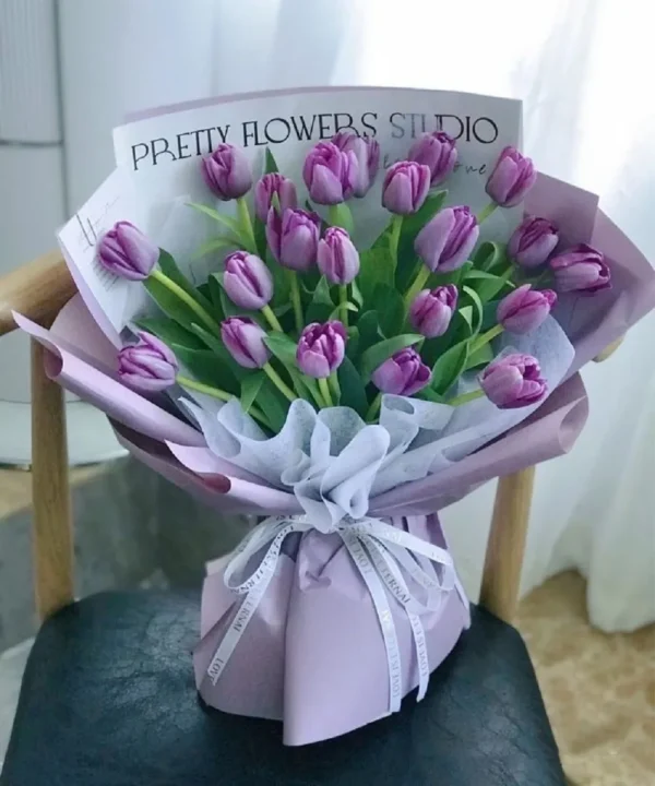 bó hoa tulip 20 bông màu tím