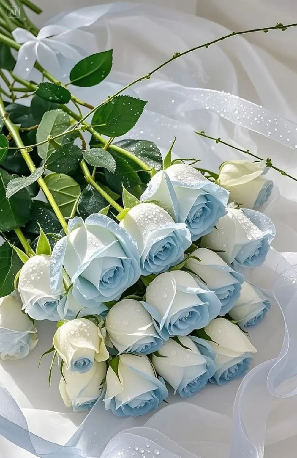 hoa màu xanh hoa hồng đẹp