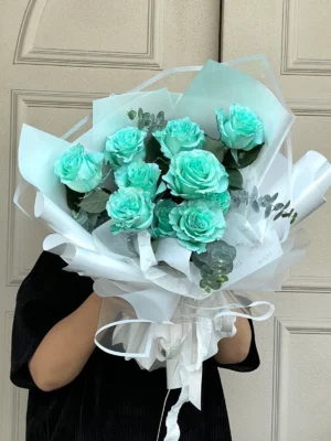 Bó hoa hồng xanh lưu ly ấn tượng tại 7F Garden