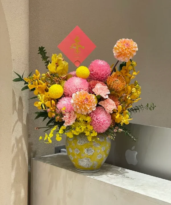 Bình hoa cúc mẫu đơn tặng khai trương