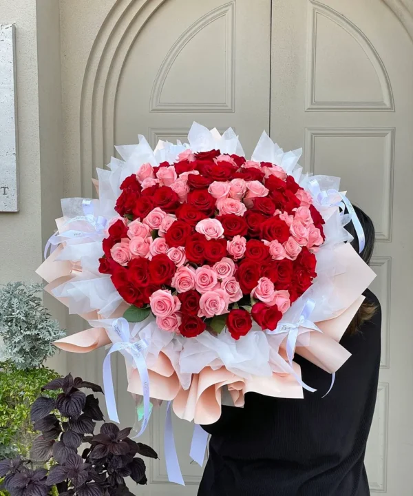 Bó hoa hồng đỏ 99 bông đỏ và hồng
