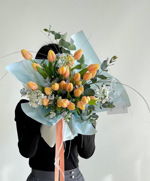 mẫu bó hoa tulip cam đẹp ý nghĩa mẫu bó hoa tulip cam đẹp ý nghĩa