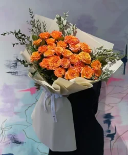 Mẫu bó hoa hồng màu cam cháy đẹp