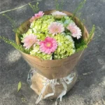 Bó hoa cẩm tú cầu màu xanh bơ gói giấy báo