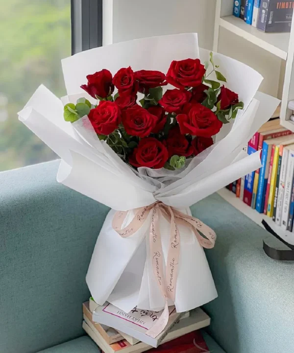 mẫu bó hoa hồng đỏ 10 bông giá rẻ