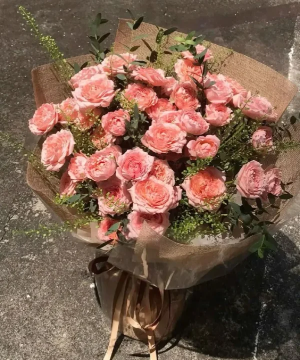 mẫu hoa hồng julibee Đà Lạt bó tròn